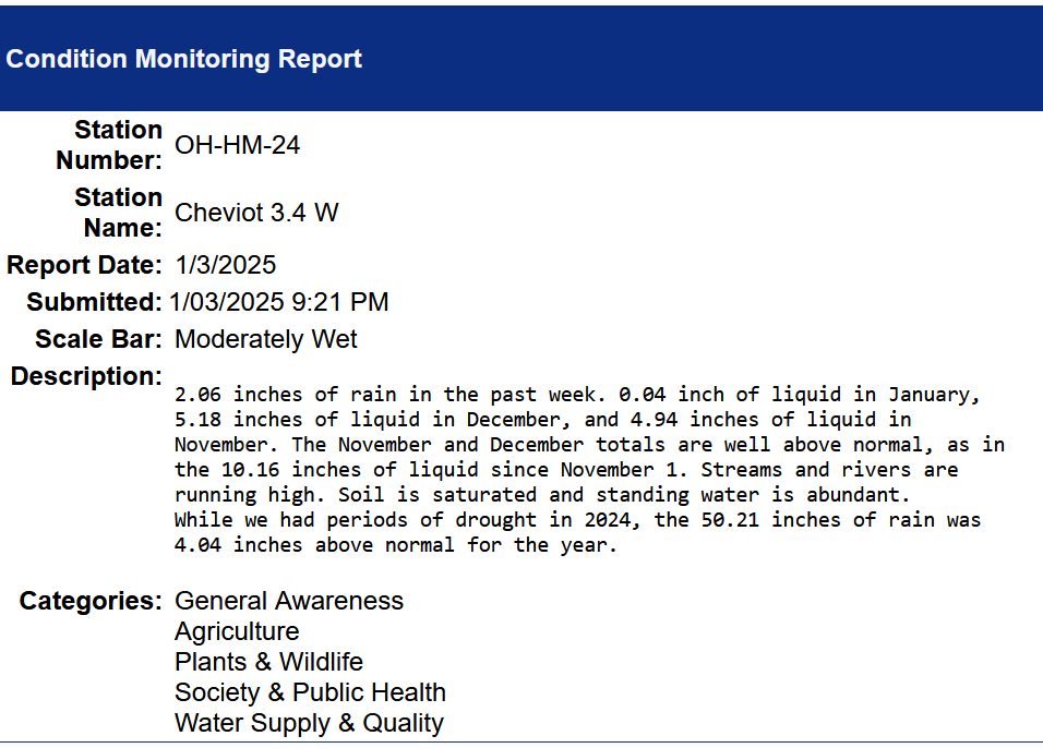 Jan 3 2025 condition monitoring report